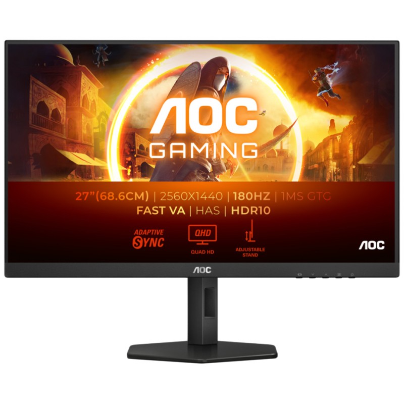 Monitor AOC 68,6 cm (27,0) Q27G4XN 2560x1440 Gaming 180Hz Fast-VA 5ms 2xHDMI DisplayPort Pivot  sRGB127,8% AdaptiveSync FreeSync Premium HDR10 G4 Series
