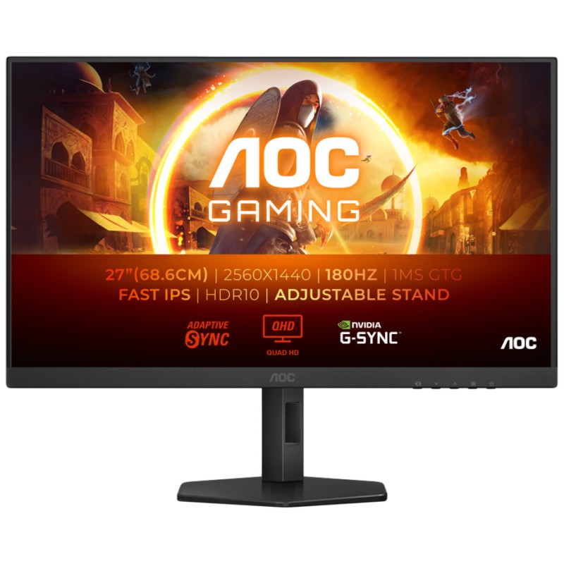 Monitor AOC 68,6 cm (27,0) Q27G4XF 2560x1440 Gaming 180Hz Fast-IPS 0,5ms 2xHDMI DisplayPort Pivot  DCI-P3-93% AdaptiveSync G-Sync Compatible HDR10 G4 Series