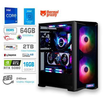 Računalnik MEGA TWR S10 i9-14900KF/RTX5080/64GB/2TB-4.0/1000W/Brez OS/črna RGB