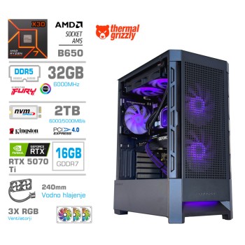 Računalnik MEGA MT S8 R7-9800X3D/RTX5070Ti/32GB-DDR5/2TB-4.0/750W/Brez OS/črna RGB + Estetski napajalni kabli [Vijola / Črna]