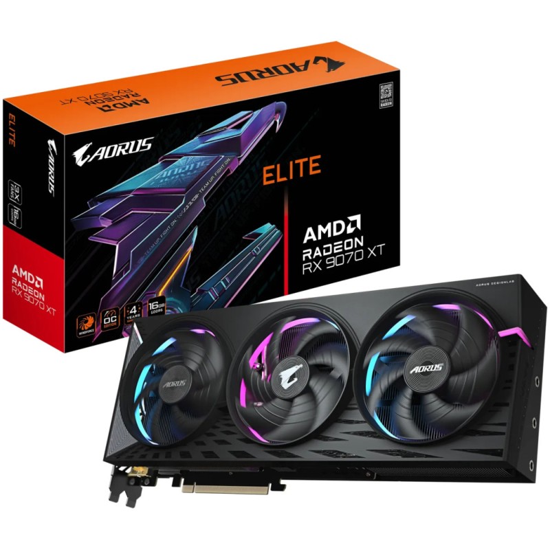 Grafična kartica AMD RX9070 XT GigaByte AORUS Elite - 16GB GDDR6 | 2xDisplayport 1.4a 2xHDMI 2.1 (GV-R9070XTAORUS E-16GD) GIGABYTE Grafična kartica AMD RX9070 XT GigaByte AORUS Elite - 16GB GDDR6 | 2xDisplayport 1.4a 2xHDMI 2.1 (GV-R9070XTAORUS E-16GD)
