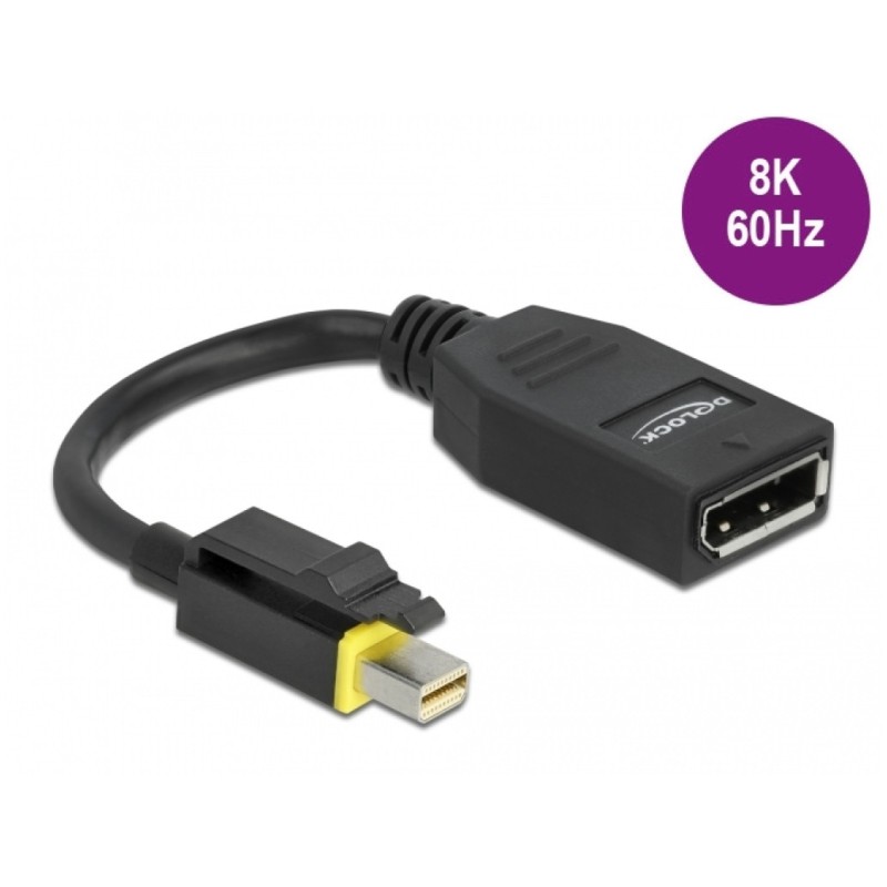 Adapter Mini DisplayPort (m) => DisplayPort (ž) 15cm 8K 60Hz z zaklepom Delock (65978) Delock Adapter Mini DisplayPort (m) => DisplayPort (ž) 15cm 8K 60Hz z zaklepom Delock (65978)