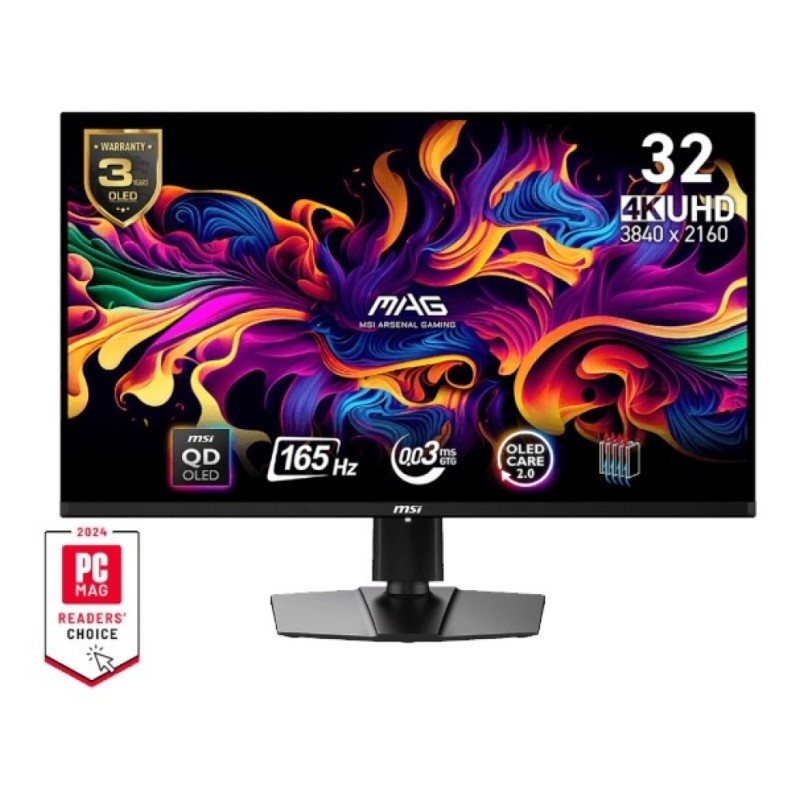 Monitor MSI 80 cm (31,5)  MAG 321UP QD-OLE 3840x2160 Gaming 165Hz QD-OLED 0,03ms 2xHDMI DisplayPort USB-C 15W Pivot  DCI-P3-99% AdaptiveSync MAG