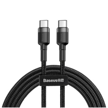 Kabel USB-C => USB-C tekstil ovoj 1,00m 20V/3A 60W PD2 QC3.0 Baseus Cafule črn/siv (CATKLF-GG1)