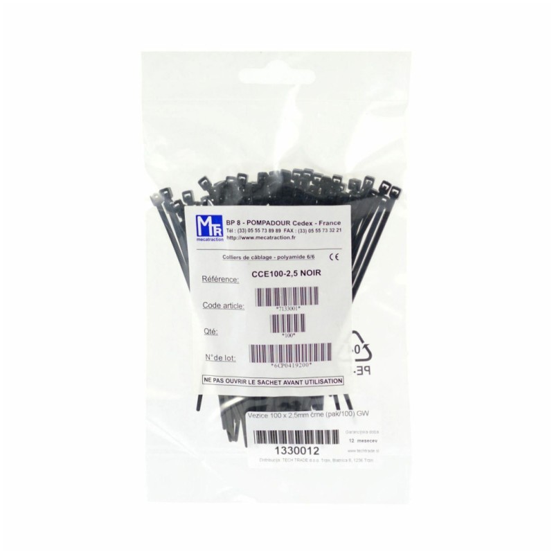 UREJEVALNIK kablov - vezice GW 100 x 2,5mm črne (100 kosov/paket) GW UREJEVALNIK kablov - vezice GW 100 x 2,5mm črne (100 kosov/paket)