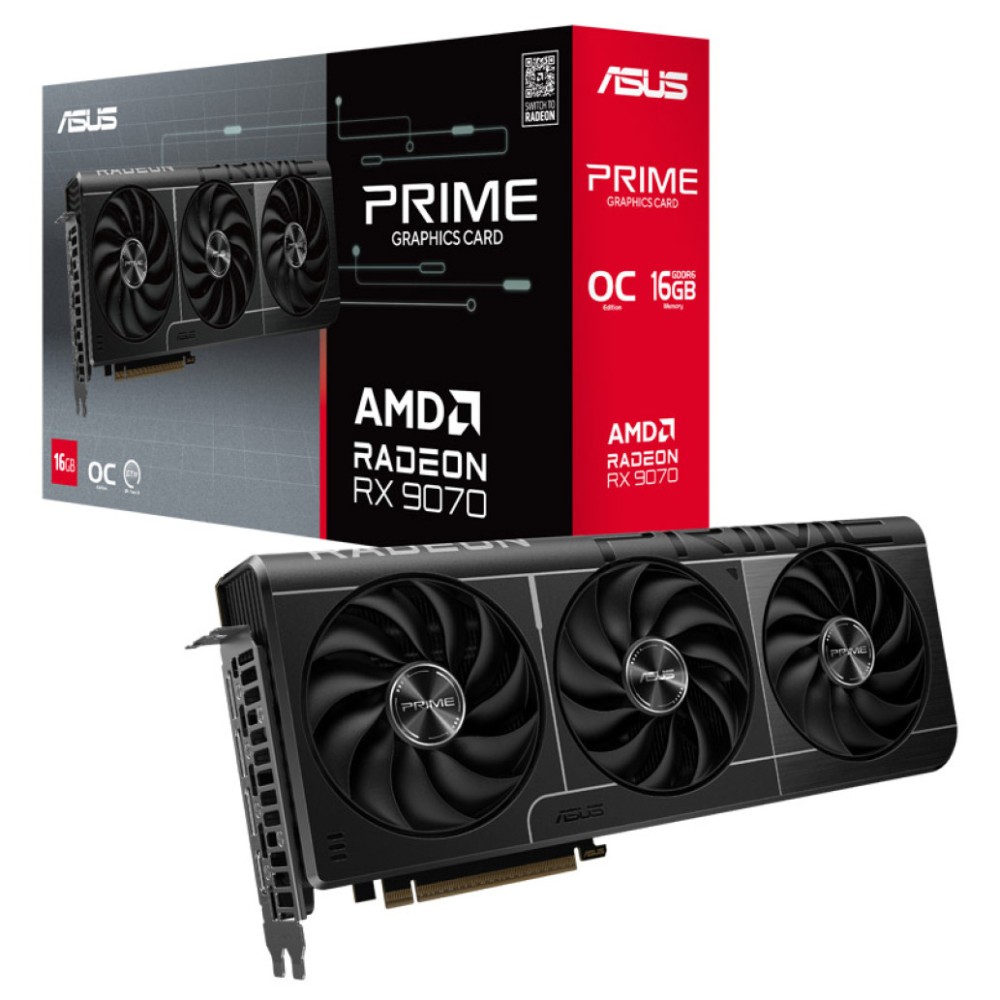Grafična kartica AMD RX 9070 Asus Prime OC - 16GB GDDR6  | 1xHDMI 2.1b 3xDisplayport 2.1a (90YV0LI1-M0NA00)