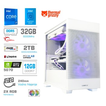 Računalnik MEGA MT S7X i7-14700K/RTX5070/32GB-DDR5/1TB-4.0/750W/Brez OS/bela RGB + Estetski napajalni kabli [Vijolična / Bela]