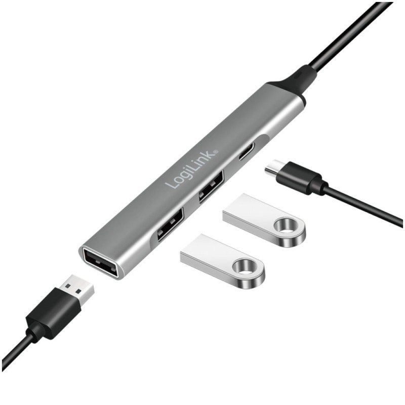 HUB USB-C => 3xUSB-A 2.0 1xUSB-C 3.2Gen Logilink (UA0416) LOGILINK HUB USB-C => 3xUSB-A 2.0 1xUSB-C 3.2Gen Logilink (UA0416)