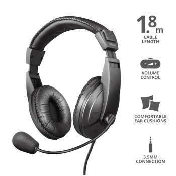 Slušalke žične Trust naglavne z mikrofonom 1x3,5mm QUASAR črne (21661)