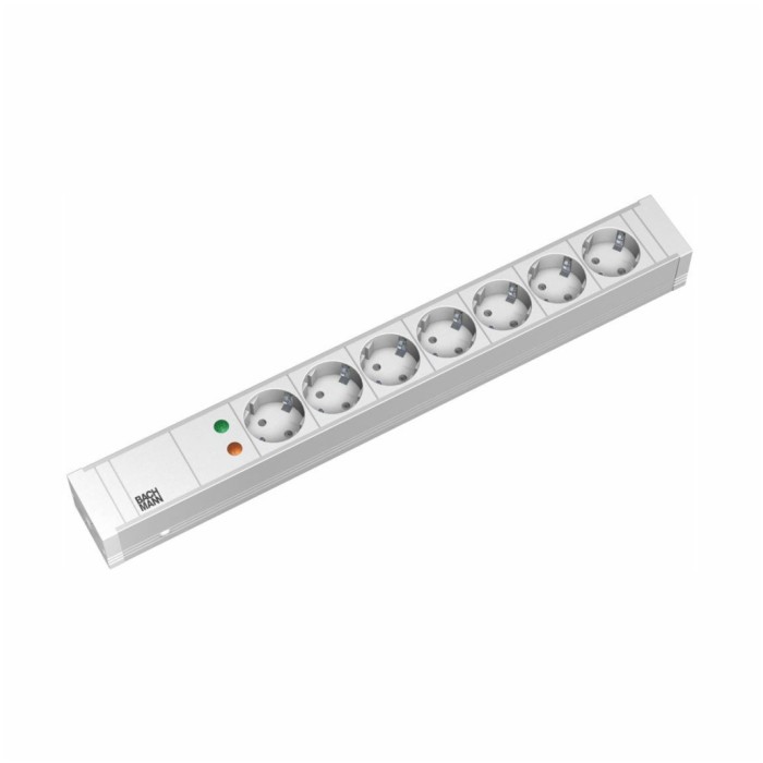 Razdelilec Bachmann 2,00m 7x230V ALU rack 1U (333.004)