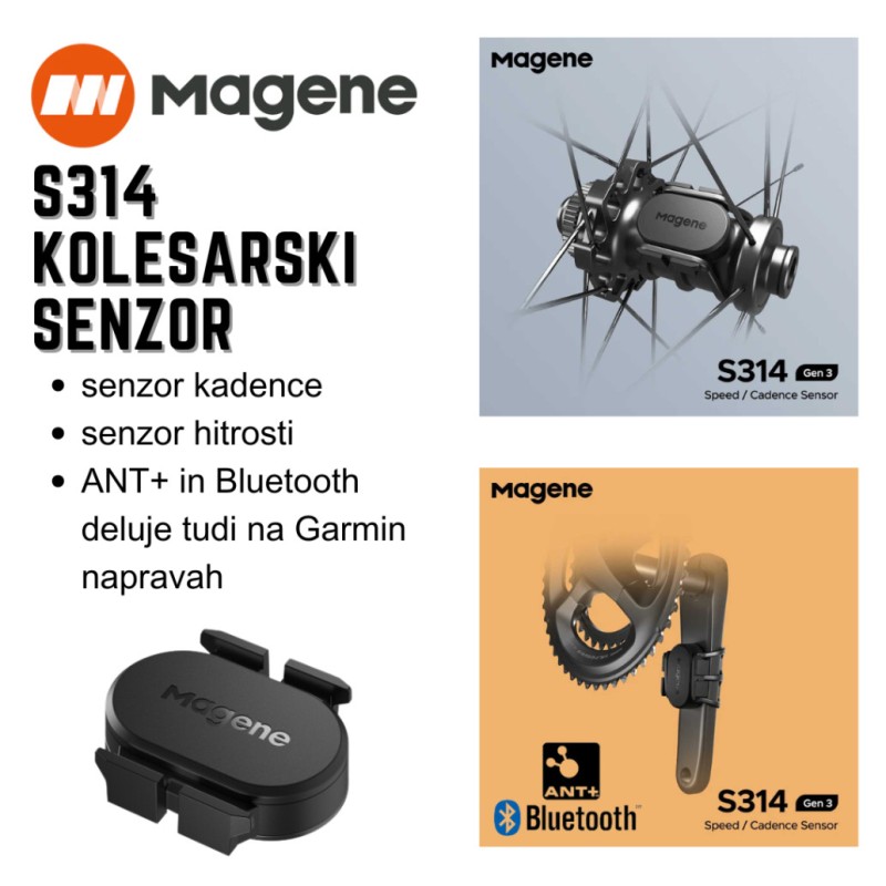 Magene S314 Kolesarski senzor 2v1 hitrosti senzor kadence ANT+ Bluetooth