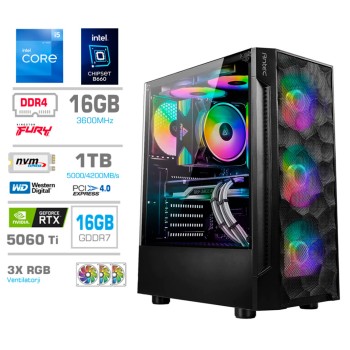 Računalnik MEGA TWR S7 i5-12600K/RTX5060Ti-16GB/16GB/1TB-4.0/750W/Brez OS RGB