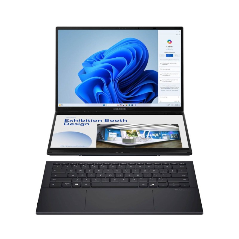 Prenosnik Asus 2x 35,5 cm (14,0) Zenbook Duo 2880x1800 OLED na dotik 400nit 120Hz Ultra 9-285H/32GB/SSD2TB/ALU/Intel Arc/Win11Pro (90NB14X1-M002Y0)