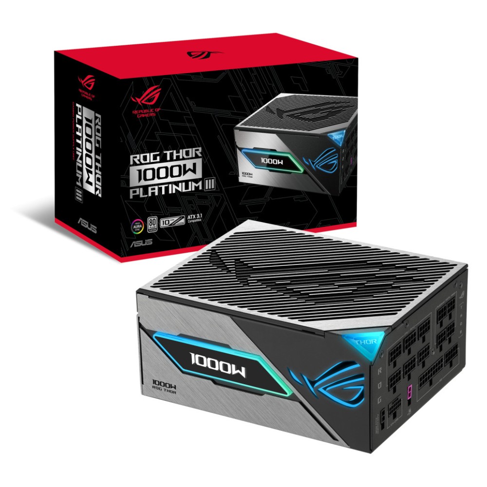 Napajalnik - 1000W Asus ROG Thor III 80Plus Platinum 94% ATX 3.1 (Gen5) Modular 140mm črna (90YE00V3-B0NA00) ASUS Napajalnik - 1000W Asus ROG Thor III 80Plus Platinum 94% ATX 3.1 (Gen5) Modular 140mm črna (90YE00V3-B0NA00)
