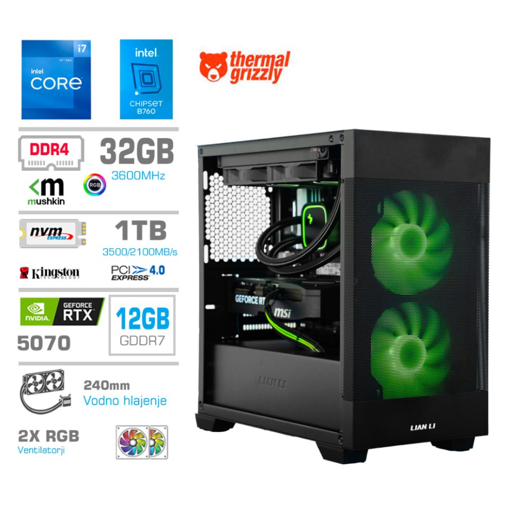 Računalnik MEGA MT S7X i7-12700K/RTX5070/32GB/1TB-4.0/750W/Brez OS/črna RGB + Estetski napajalni kabli [Zelena / Črna) MEGA Računalnik MEGA MT S7X i7-12700K/RTX5070/32GB/1TB-4.0/750W/Brez OS/črna RGB + Estetski napajalni kabli [Zelena / Črna)