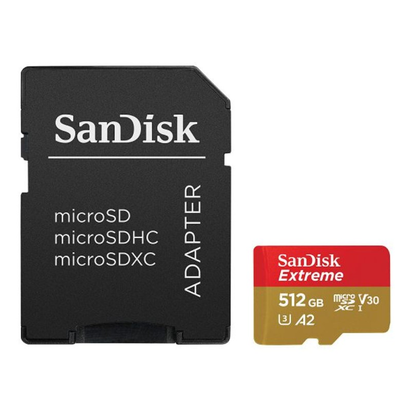 Spominska kartica SDXC 512GB Sandisk Extreme 190MB/130MB/s U3 V30 UHS-I +adapter (SDSQXAV-512G-GN6MA) SANDISK Spominska kartica SDXC 512GB Sandisk Extreme 190MB/130MB/s U3 V30 UHS-I +adapter (SDSQXAV-512G-GN6MA)