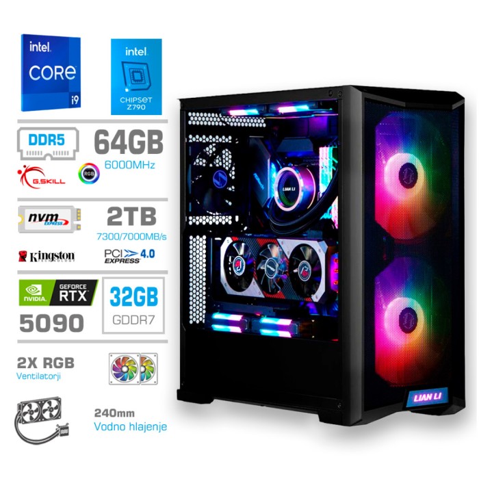 Računalnik MEGA TWR S10 i9-14900K/RTX5090/64GB-DDR5/2TB-4.0/1000W/Brez OS/črna RGB Računalnik MEGA TWR S10 i9-14900K/RTX5090/64GB-DDR5/2TB-4.0/1000W/Brez OS/črna RGB