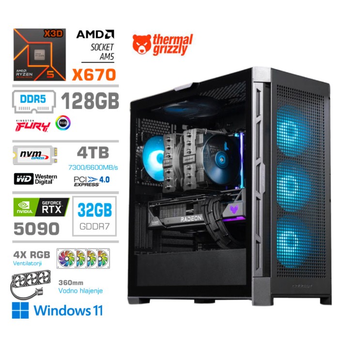 Računalnik MEGA TWR S11 R9-9950X3D/RTX5090/128GB-DDR5/4TB-4.0/1050W/Win11Home/črna RGB Računalnik MEGA TWR S11 R9-9950X3D/RTX5090/128GB-DDR5/4TB-4.0/1050W/Win11Home/črna RGB