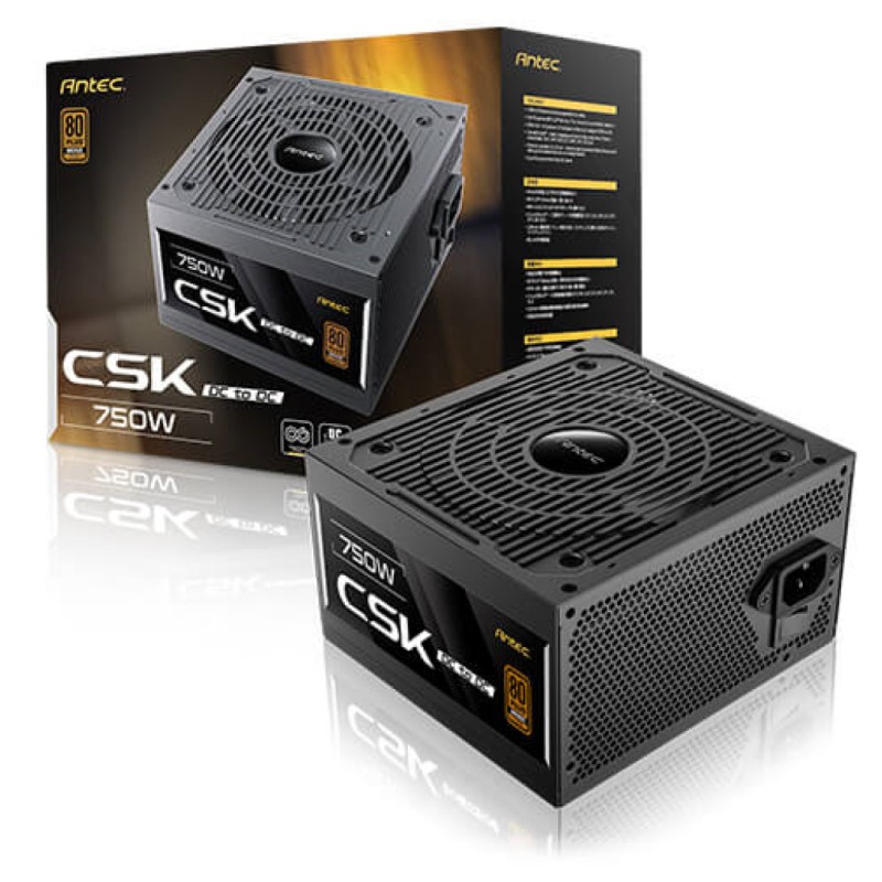 Napajalnik - 750W Antec 750DC EC 750 80Plus Bronze 88% ATX12V 2.52 Non modular 120mm črna (0-761345-20112-4)