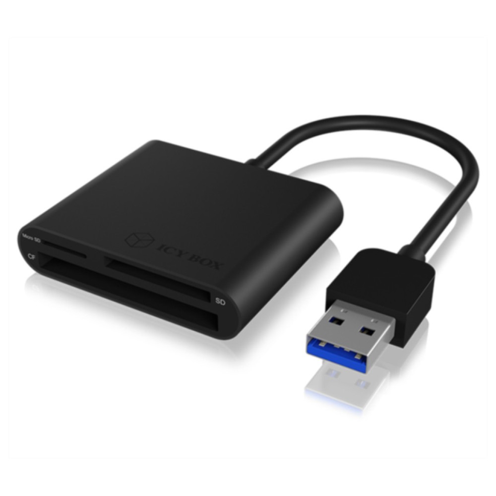 Zunanji čitalec kartic Icy Box USB3.0 za SD microSD CF črn (IB-CR301-U3) Icy Box Zunanji čitalec kartic Icy Box USB3.0 za SD microSD CF črn (IB-CR301-U3)