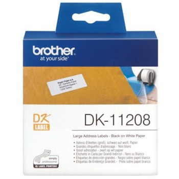 Nalepke za tiskalnik Brother DK11208 večje nalepke bela rola s črnim izpisom - 38mm x 90mm 400 kos Nalepke za tiskalnik Brother DK11208 večje nalepke bela rola s črnim izpisom - 38mm x 90mm 400 kos