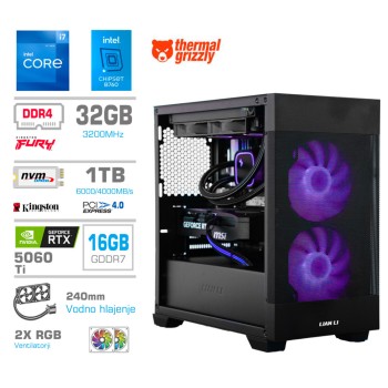 Računalnik MEGA MT S7X i7-12700K/RTX5060Ti-16GB/32GB/1TB-4.0/750W/Brez OS/črna RGB + Estetski napajalni kabli [Vijolična / Črna)