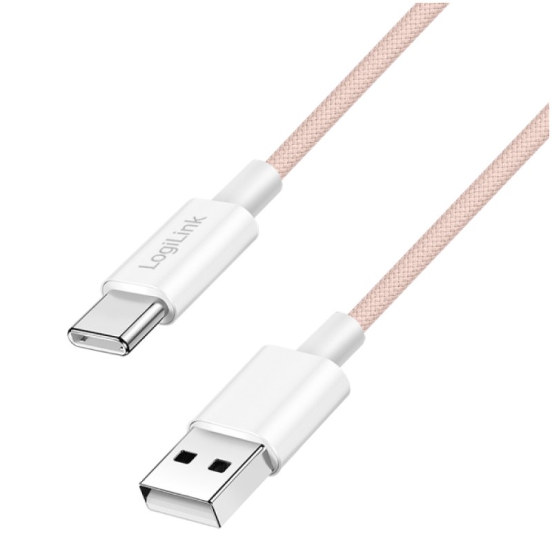 Kabel USB-C (m) => USB-A (m) 2.0 najlon ovoj 1,5m 60W 3A/20V 480Mbps PD3 roza (CU0325) LOGILINK Kabel USB-C (m) => USB-A (m) 2.0 najlon ovoj 1,5m 60W 3A/20V 480Mbps PD3 roza (CU0325)