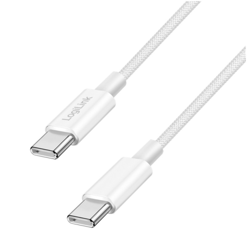 Kabel USB-C (m) => USB-C (m) 2.0 najlon ovoj 0,50m 60W 3A/20V 480Mbps PD3 bel (CU0340) LOGILINK Kabel USB-C (m) => USB-C (m) 2.0 najlon ovoj 0,50m 60W 3A/20V 480Mbps PD3 bel (CU0340)