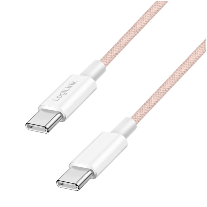 Kabel USB-C (m) => USB-C (m) 2.0 najlon ovoj 0,50m 60W 3A/20V 480Mbps PD3 roza (CU0343) LOGILINK Kabel USB-C (m) => USB-C (m) 2.0 najlon ovoj 0,50m 60W 3A/20V 480Mbps PD3 roza (CU0343)