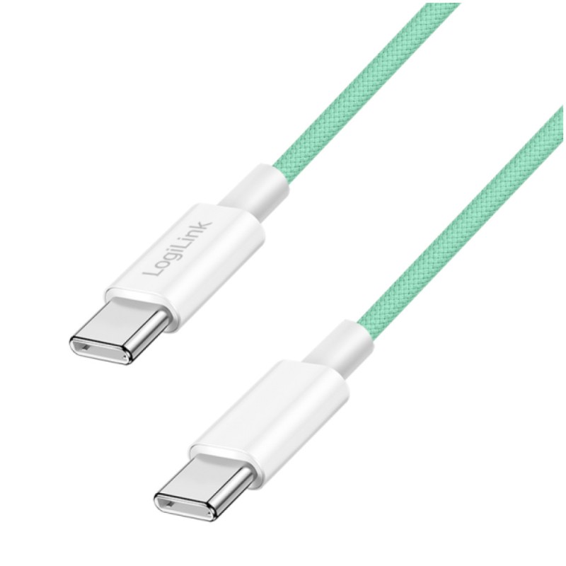 Kabel USB-C (m) => USB-C (m) 2.0 najlon ovoj 0,50m 60W 3A/20V 480Mbps PD3 zelen (CU0346) LOGILINK Kabel USB-C (m) => USB-C (m) 2.0 najlon ovoj 0,50m 60W 3A/20V 480Mbps PD3 zelen (CU0346)
