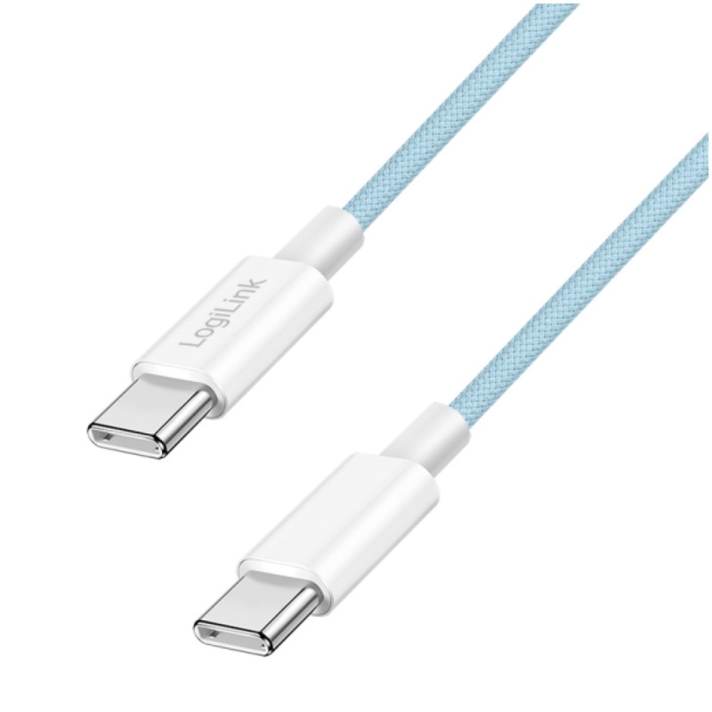 Kabel USB-C (m) => USB-C (m) 2.0 najlon ovoj 1,0m 60W 3A/20V 480Mbps PD3 moder (CU0350) LOGILINK Kabel USB-C (m) => USB-C (m) 2.0 najlon ovoj 1,0m 60W 3A/20V 480Mbps PD3 moder (CU0350)