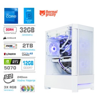 Računalnik MEGA MT S8 i7-12700K/RTX5070/32GB/2TB-4.0/750W/Brez OS/bela RGB + Estetski napajalni kabli [Vijolična / Bela]