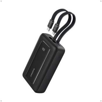 Prenosna baterija Anker Zolo Powerbank 10.000mAh 30W z vgrajenima kabloma USB-C + Lightning, črna (A1680G11) Prenosna baterija Anker Zolo Powerbank 10.000mAh 30W z vgrajenima kabloma USB-C + Lightning, črna (A1680G11)