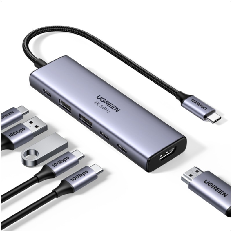 Priklopna postaja USB-C => Ugreen 6v1 HDMI 2xUSB3.2 2xUSB-C 100W 1xUSB-C PD (35999) UGREEN Priklopna postaja USB-C => Ugreen 6v1 HDMI 2xUSB3.2 2xUSB-C 100W 1xUSB-C PD (35999)