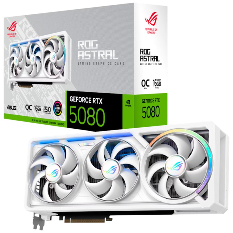 Grafična kartica nVidia RTX5080 Asus ROG Asral OC Edition Bela - 16GB GDDR7 (90YV0LV4-M0NA00) ASUS Grafična kartica nVidia RTX5080 Asus ROG Asral OC Edition Bela - 16GB GDDR7 (90YV0LV4-M0NA00)