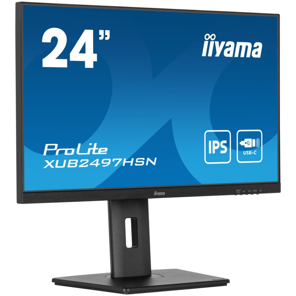 Monitor Iiyama 60,5 cm (23,8) XUB2497HSN-B2 1920x1080 100Hz IPS 1ms HDMI DisplayPort USB-C 65W DP-Out 4xUSB3.2 Pivot Zvočniki  sRGB99% RJ45 ProLite Daisy Chain