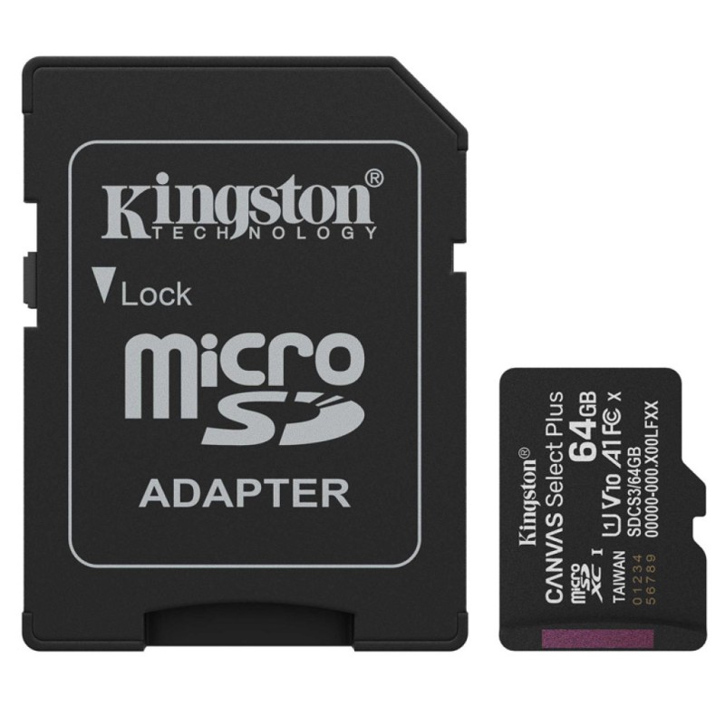 Spominska kartica SDXC-Micro 64GB Kingston Canvas Select Plus Class10 100MB/s/UHS-I +adapter (SDCS3/64GB) KINGSTON Spominska kartica SDXC-Micro 64GB Kingston Canvas Select Plus Class10 100MB/s/UHS-I +adapter (SDCS3/64GB)