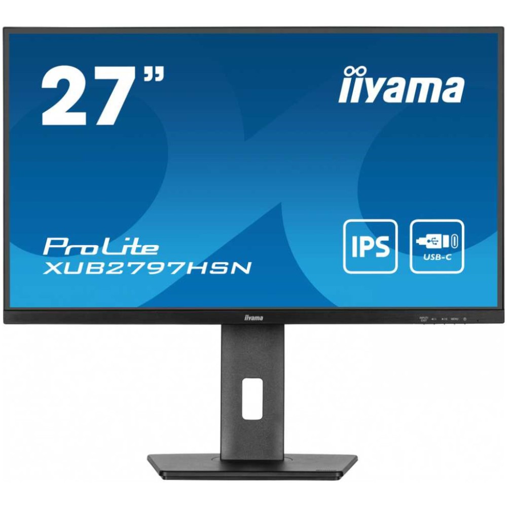 Monitor Iiyama 68,6 cm (27,0) XUB2797HSN-B2 1920x1080 100Hz IPS 1ms HDMI DisplayPort USB-C 65W DP-Out 3xUSB3.2 USB-C-Out Pivot Zvočniki  sRGB99% RJ45 ProLite