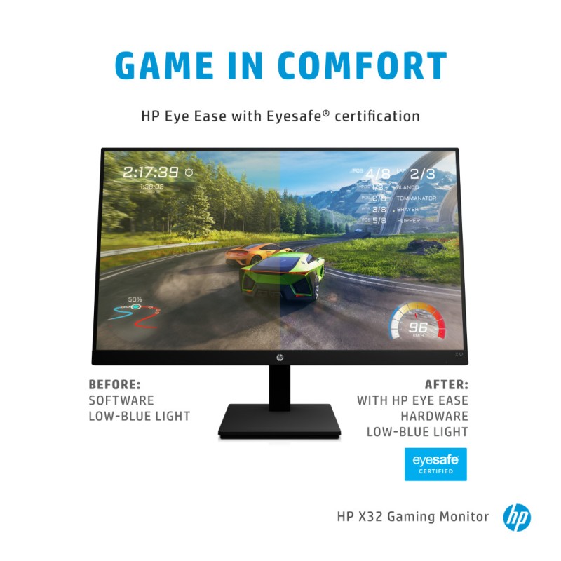 Monitor HP 80 cm (31,5) X32 2560x1440 Gaming 165Hz IPS 1ms HDMI DisplayPort HAS 3H sRGB99% FreeSync HDR400 HP Monitor HP 80 cm (31,5) X32 2560x1440 Gaming 165Hz IPS 1ms HDMI DisplayPort HAS 3H sRGB99% FreeSync HDR400