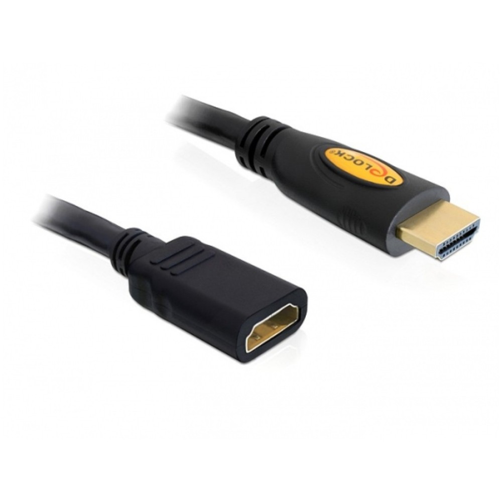 KABEL HDMI/HDMI M/F  2,0m podaljšek Delock črn ETH (83080)