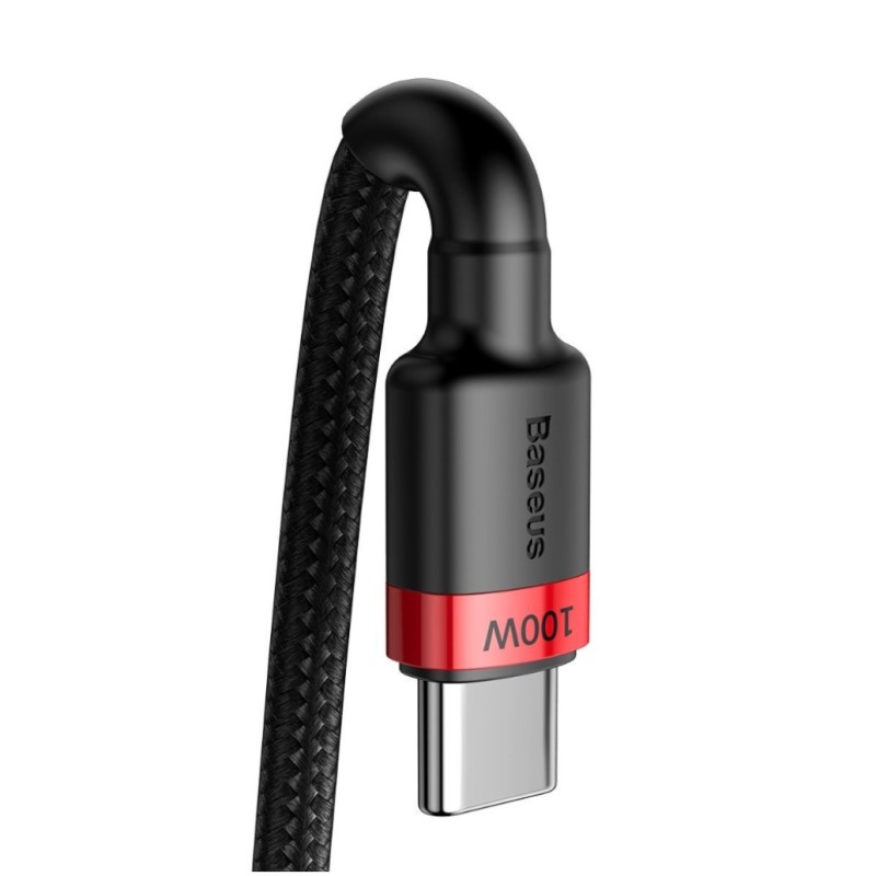 Kabel USB-C => USB-C tekstil ovoj 2,00m 20V/5A 100W PD2 Baseus Cafule črn/rdeč (CATKLF-AL91) Baseus Kabel USB-C => USB-C tekstil ovoj 2,00m 20V/5A 100W PD2 Baseus Cafule črn/rdeč (CATKLF-AL91)