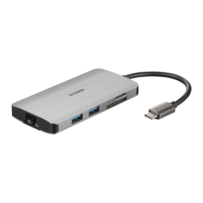 Priklopna postaja USB-C => D-LINK USB-C 8 v 1 HUB HDMI 4K USB 3.0 100W microSD/SD Priklopna postaja USB-C => D-LINK USB-C 8 v 1 HUB HDMI 4K USB 3.0 100W microSD/SD
