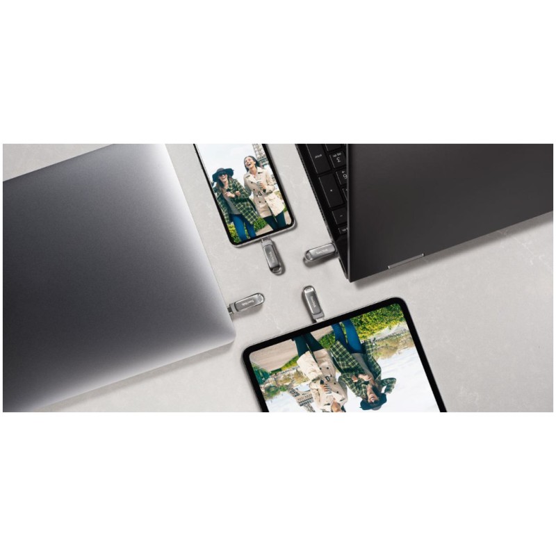 Spominski ključek 512GB USB 3.2/USB-C Sandisk Dual Luxe 150MB/s kovinski duo vrtljiv srebrn (SDDDC4-512G-G46) SANDISK Spominski ključek 512GB USB 3.2/USB-C Sandisk Dual Luxe 150MB/s kovinski duo vrtljiv srebrn (SDDDC4-512G-G46)
