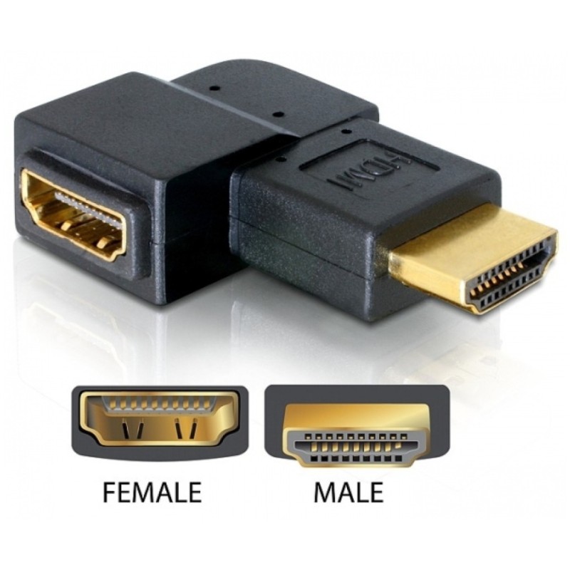 Adapter HDMI (m) => HDMI (ž) Delock 19-pin kotni desni Delock Adapter HDMI (m) => HDMI (ž) Delock 19-pin kotni desni