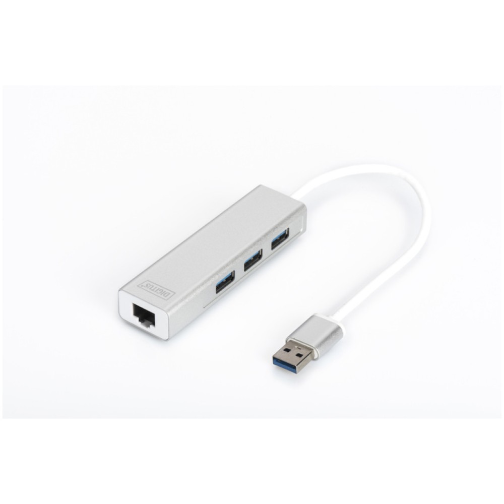 HUB USB 3.0 3portni Digitus z 100/1000 Ethernet mrežnim priključkom Digitus HUB USB 3.0 3portni Digitus z 100/1000 Ethernet mrežnim priključkom