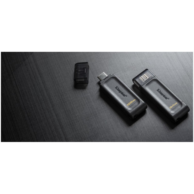 Spominski ključek 128GB USB-C Kingston DT70 80MB/s plastičen s pokrovčkom črn (DT70/128GB) KINGSTON Spominski ključek 128GB USB-C Kingston DT70 80MB/s plastičen s pokrovčkom črn (DT70/128GB)