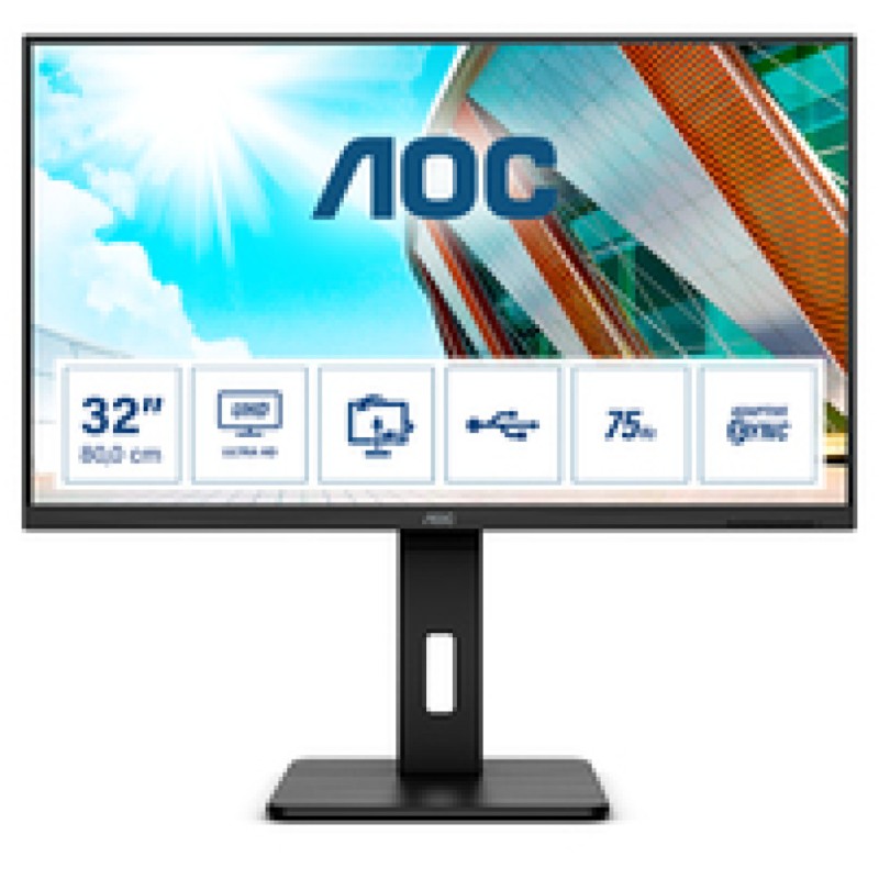 Monitor AOC 80 cm (31,5) U32P2 3840x2160 75Hz VA 4ms DVI 2xHDMI DisplayPort 4xUSB3.2 Pivot Zvočniki 3H AOC Monitor AOC 80 cm (31,5) U32P2 3840x2160 75Hz VA 4ms DVI 2xHDMI DisplayPort 4xUSB3.2 Pivot Zvočniki 3H