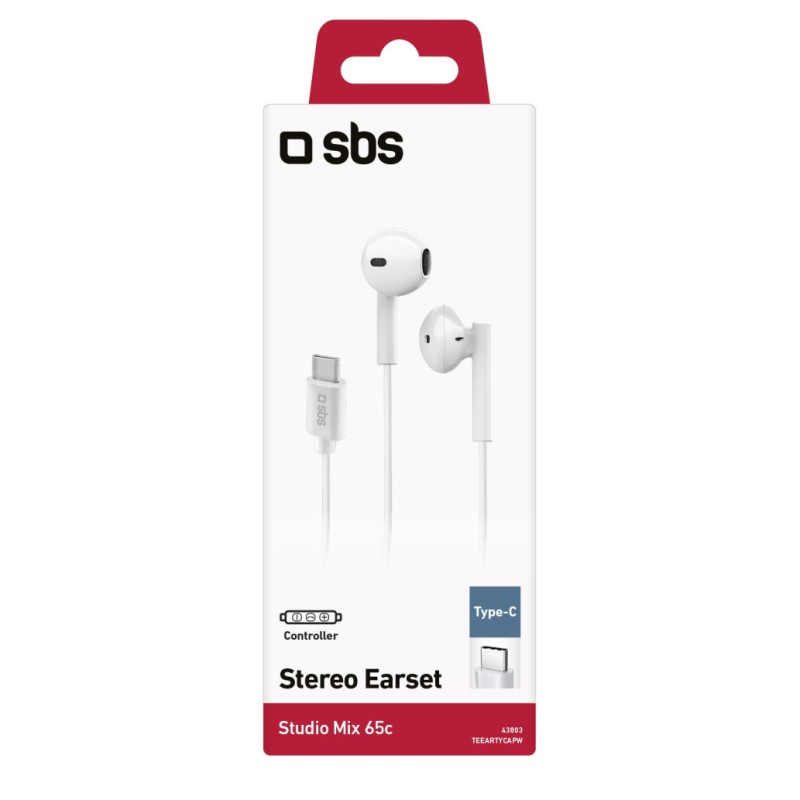 Slušalke žične ušesne USB-C stereo SBS z mikrofonom bele (TEEARTYCAPW) SBS Slušalke žične ušesne USB-C stereo SBS z mikrofonom bele (TEEARTYCAPW)