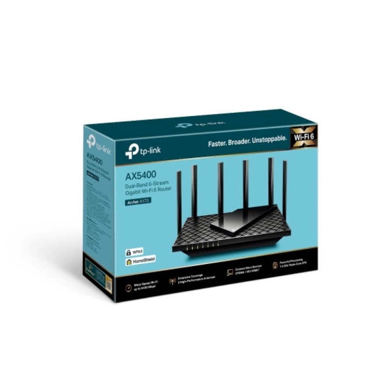 Usmerjevalnik brezžični TP-Link WiFi6 802.11ax AX5400 4804Mbit/s dualband MU-MIMO OFDMA 4xLAN 6x antena (ARCHER AX73) TP-LINK Usmerjevalnik brezžični TP-Link WiFi6 802.11ax AX5400 4804Mbit/s dualband MU-MIMO OFDMA 4xLAN 6x antena (ARCHER AX73)