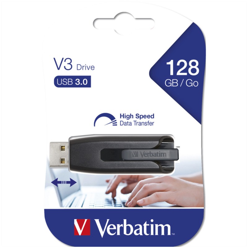Spominski ključek 128GB USB 3.2 Verbatim StorenGo V3 80MB/s 25MB/s plastičen izvlečni črn (49189) Verbatim Spominski ključek 128GB USB 3.2 Verbatim StorenGo V3 80MB/s 25MB/s plastičen izvlečni črn (49189)